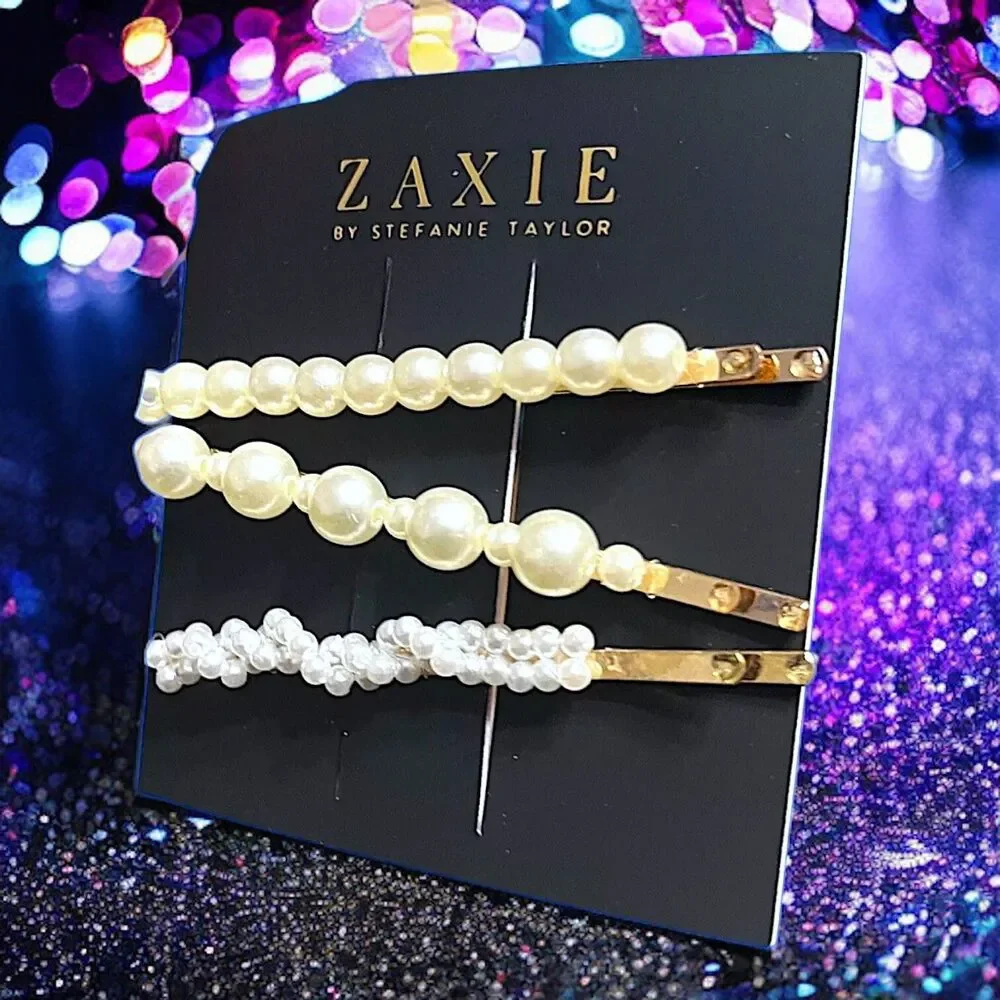 ZAXIE by Stefanie Taylor Pearl Hair Clips Brand New With Tags